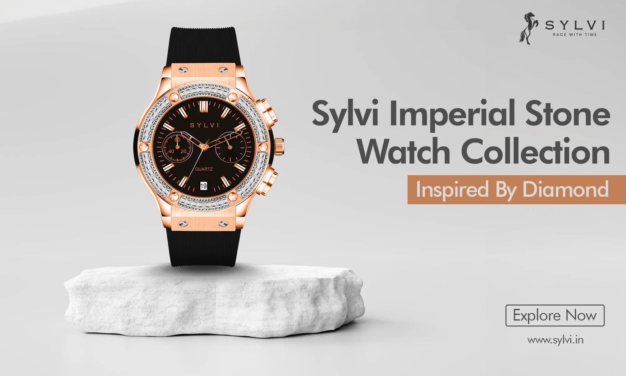 Sylvi Imperial Stone Watch - Inspired By Diamond Studded Watch