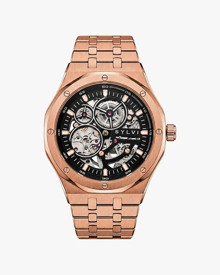 Sylvi Gravitas black rosegold steel automatic watch main image