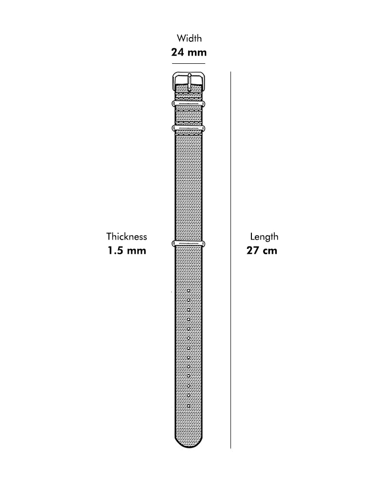 24mm Grey Black Nylon Strap