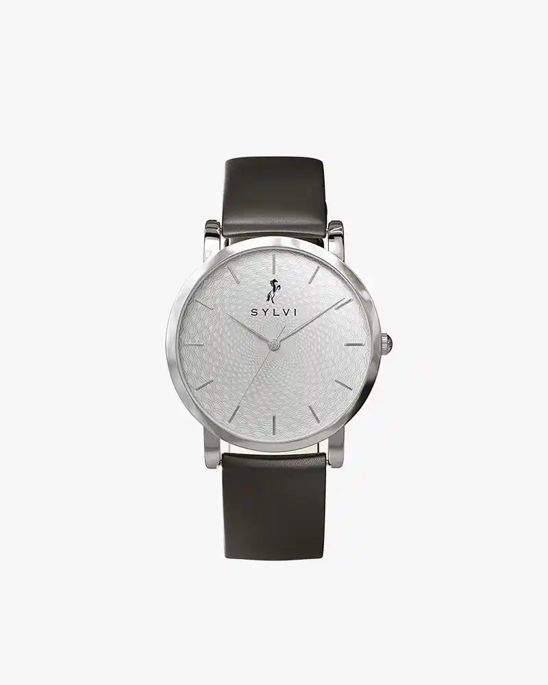 Riva Ivory Silver Black Leather