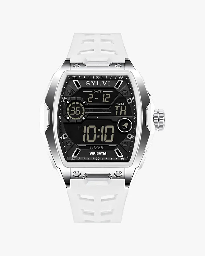 Sylvi Vanguard Black White Silicone Analog Digital Watch for Men