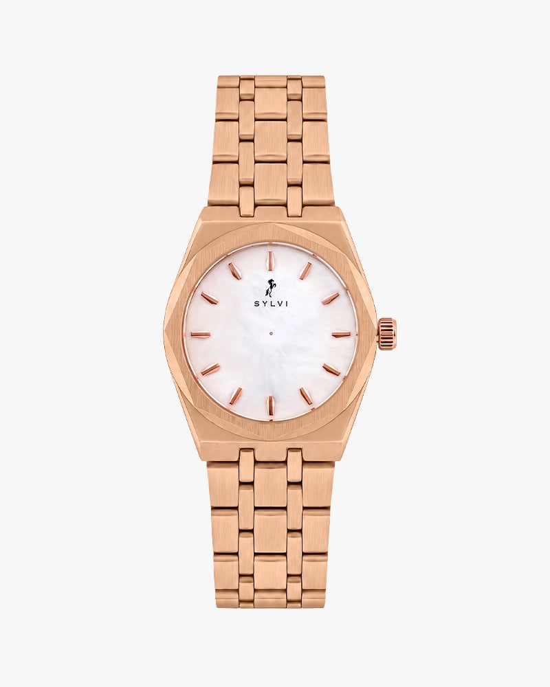 Sylvi Sia white rose gold steel women's watch – front view