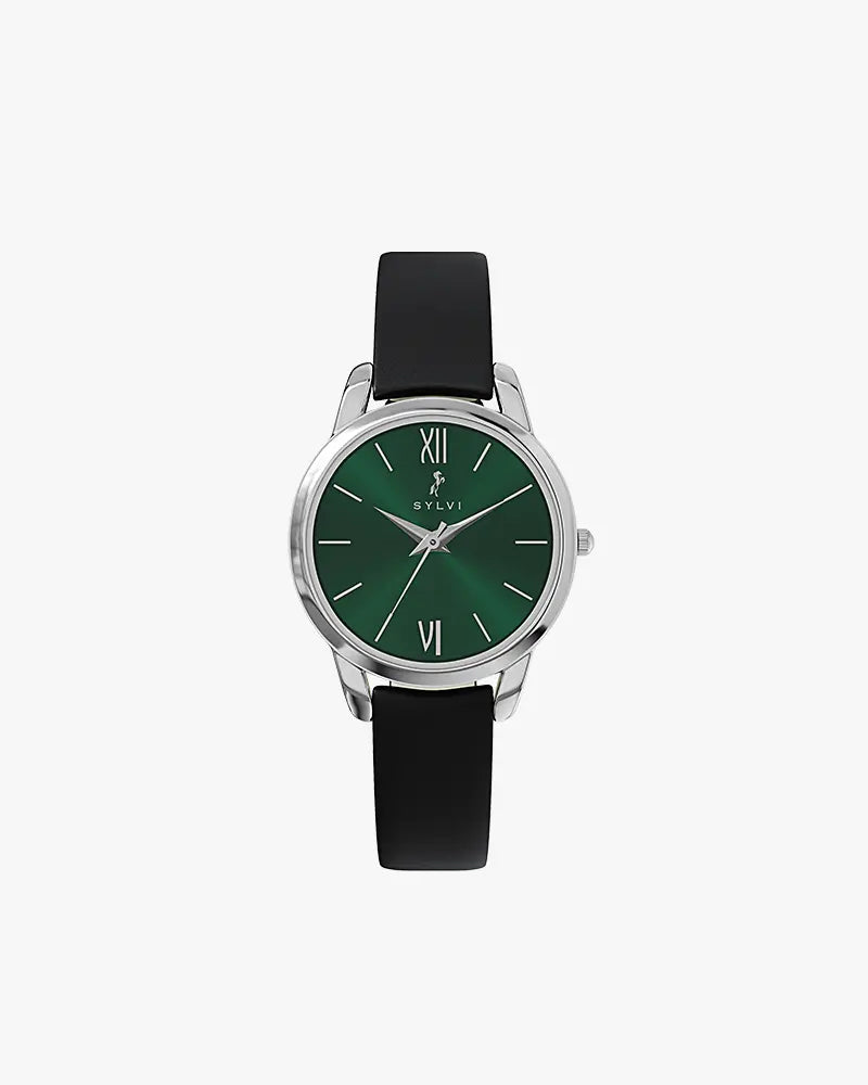 Dazzle Emerald Green Black Leather