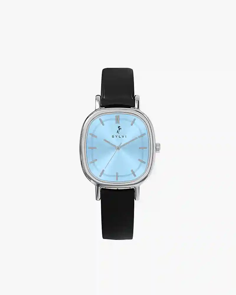 Ellore Ice Blue Black Leather