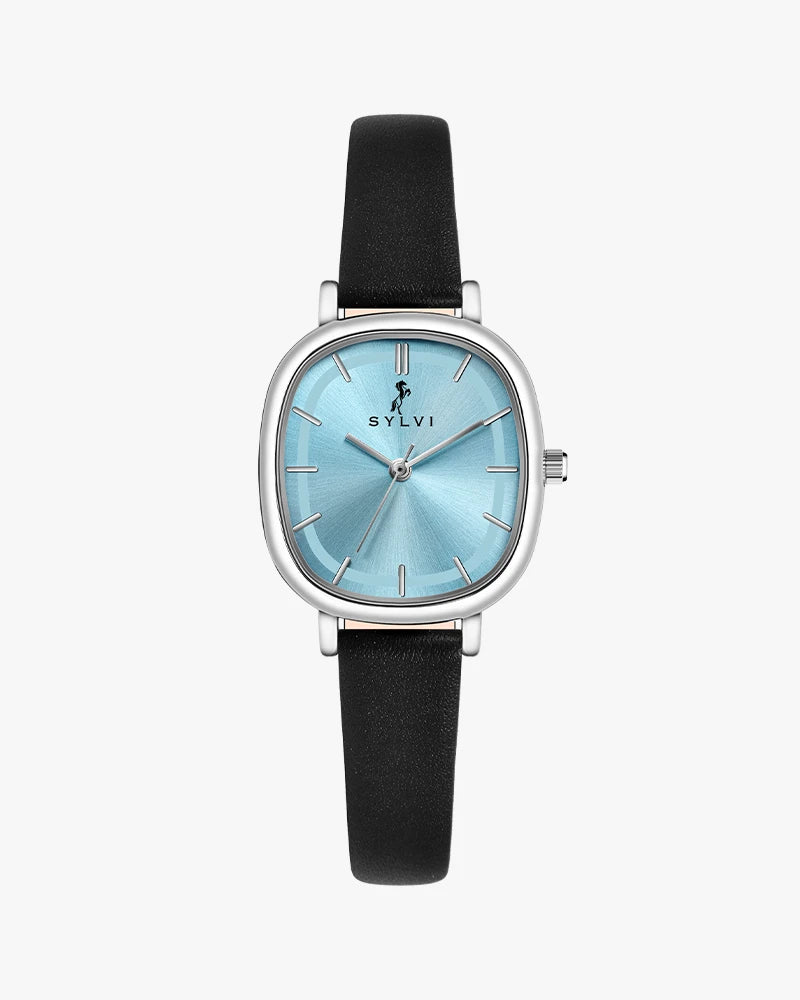 Ellore Ice Blue Black Leather
