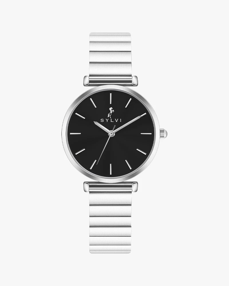 Serene Black Silver Link