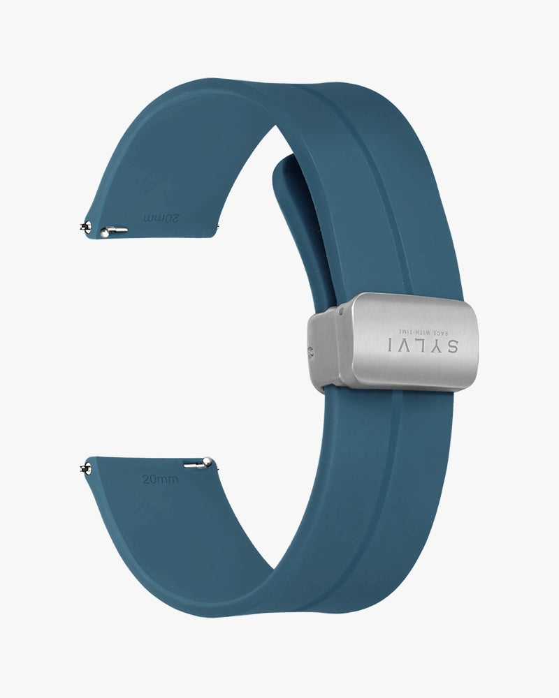 Sylvi 20mm Opus Sky Blue Silver Silicone Strap Premium Quality Strap