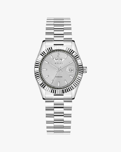 Sylvi Starboard Grey Silver Analog Watch for Women Front Angle Image