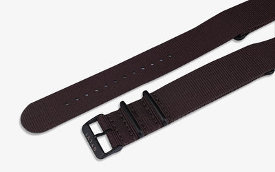 Sylvi 24mm Coffee Nylon Flexible Strap for Watch Side Angle Image