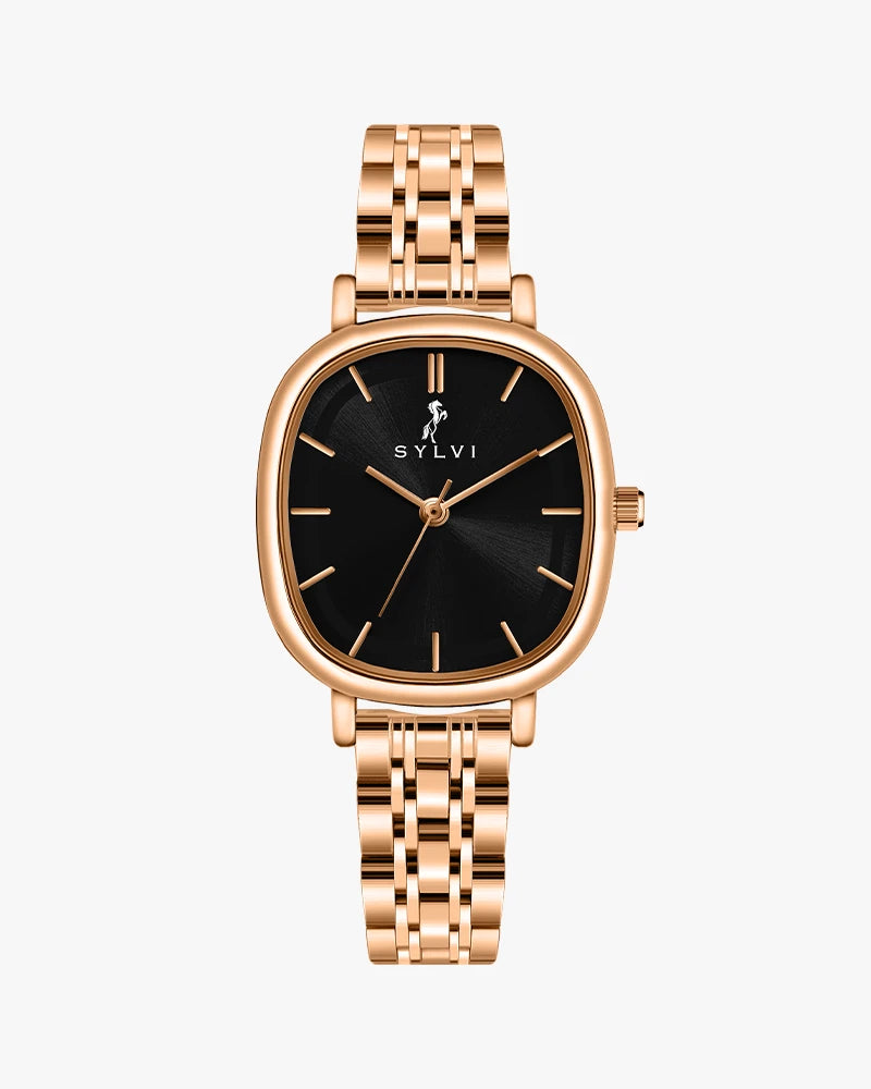 Ellore Black Rosegold Steel