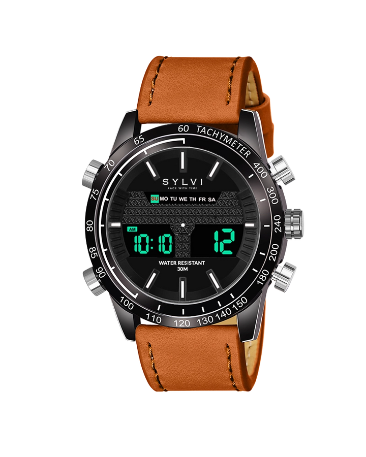 Sylvi Hawk Black Dial Brown Leather Strap Watch for Men Explore Now