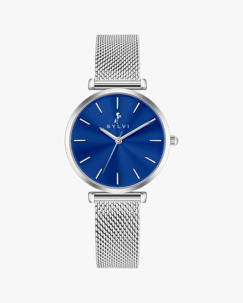 Serene Lavish Blue Silver Mesh