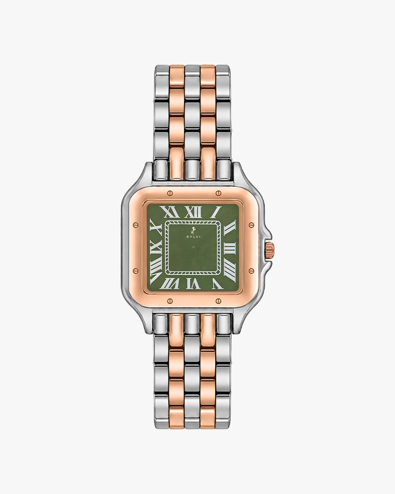 Sylvi Aria Green Rosegold Silver Steel Analog watch for men India
