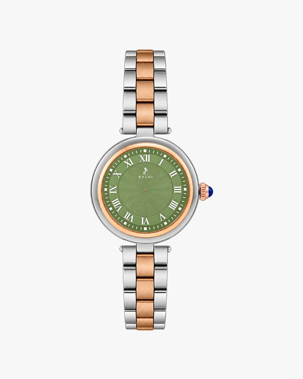 Sylvi Aura Green Rosegold Silver Steel Analog watch for men India