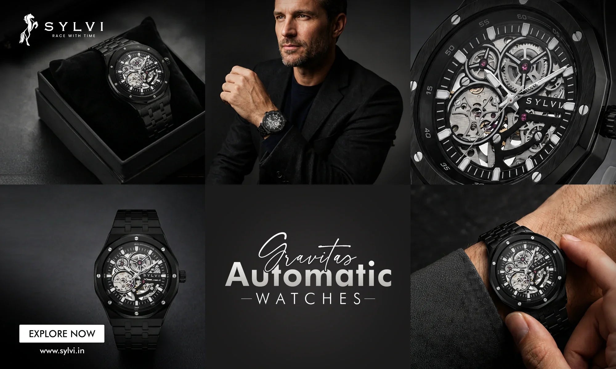 Gravitas Automatic Watches with Powerful Skeleton Dial Design