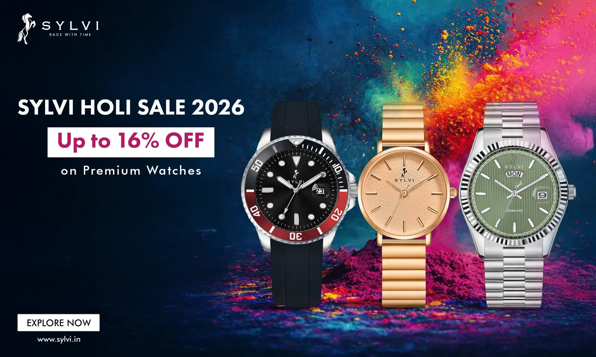 Sylvi Holi Sale 2026 – Up to 16% OFF on Premium Watches