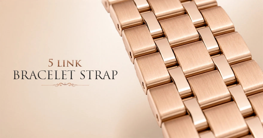 Fluted push-pull crown on the Sylvi Sia rose-gold watch
