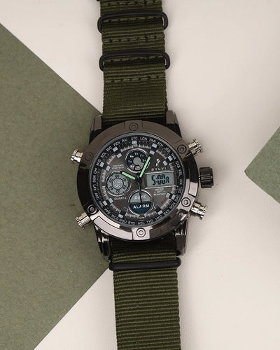 Sylvi Iconic Green-Solid Nylon Strap Watch