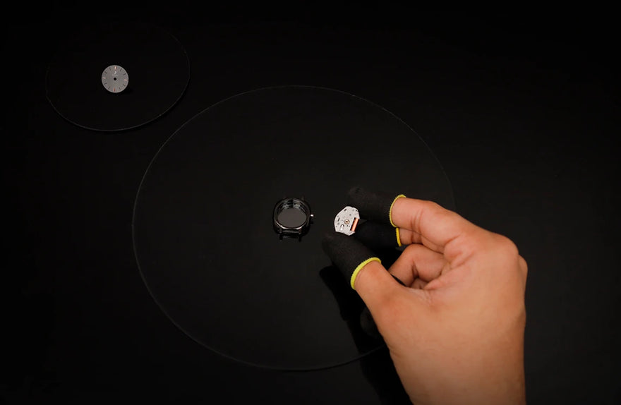 Sylvi Bella Black Steel watch movement, providing smooth and reliable time measurement with precision.