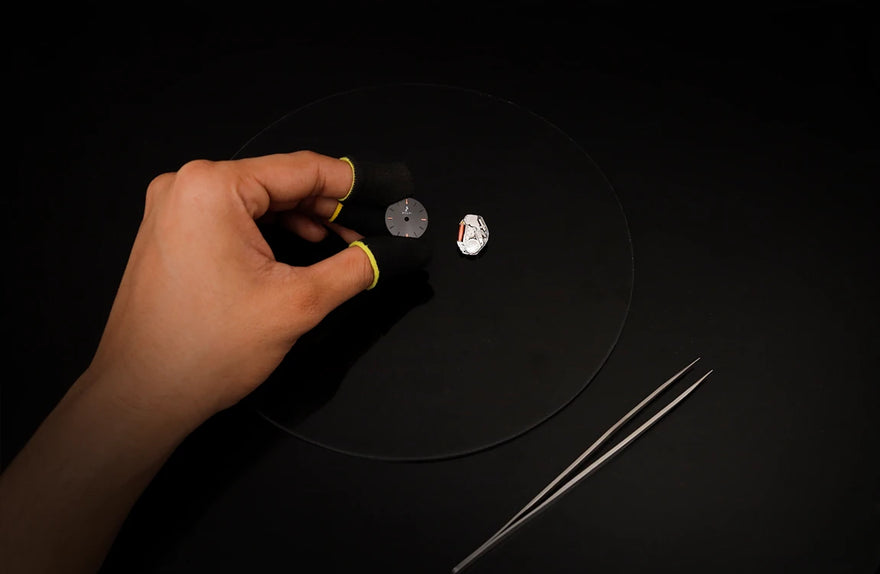 Sylvi Bella Black Steel watch dial, offering clear readability with a sleek and modern design.
