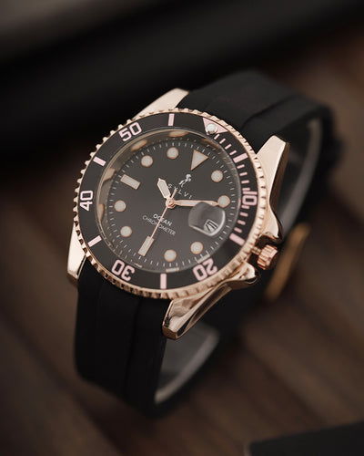 Ocean-X Black Rosegold Silicone