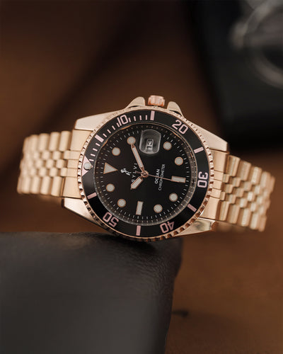 Ocean-X Black Rosegold Steel