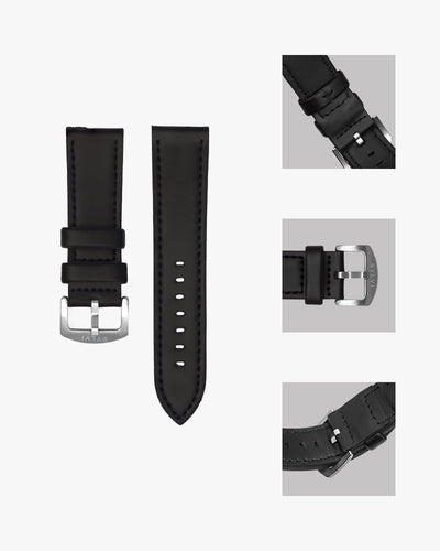 24mm Black Leather Strap