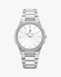 Sylvi Blade Crystal White Silver Steel watch for men India