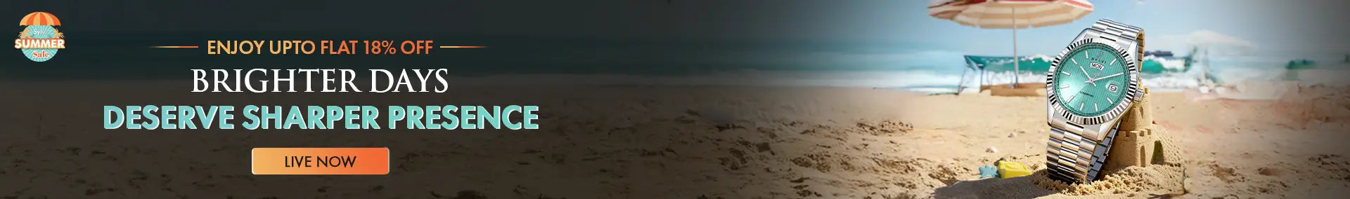 Sylvi brighter days bar banner featuring premium watches for men with clean modern design and elegant craftsmanship