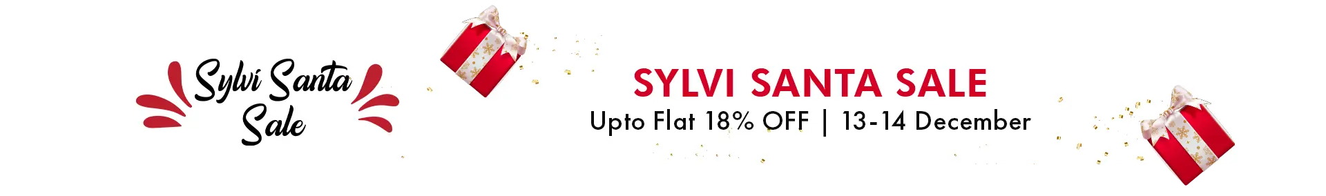 Promotional banner for Sylvi Santa Sale with discount information.