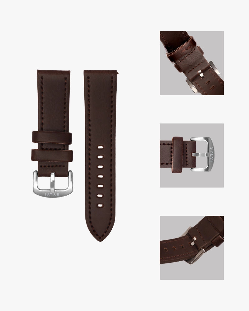 24mm Coffee Leather Strap