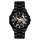 Core X black automatic skeleton watch minimal display