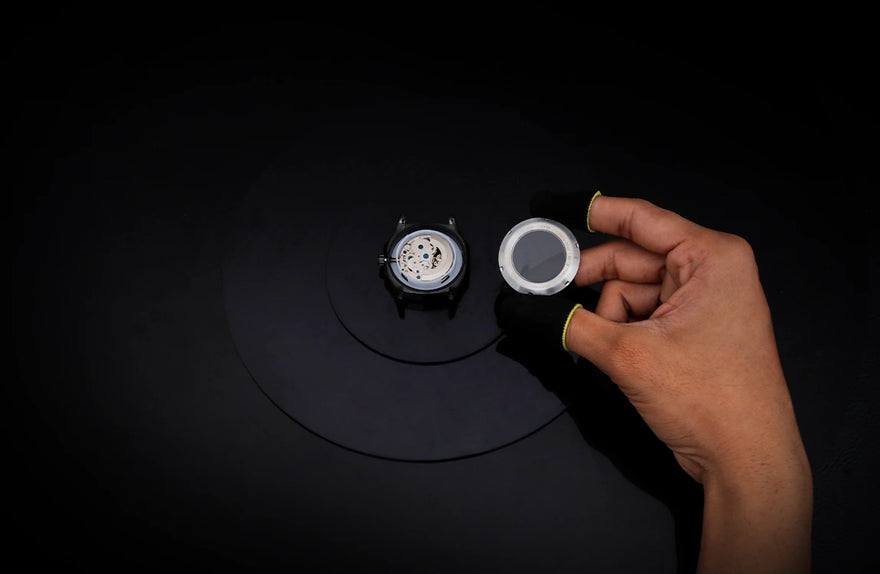 Core X black steel movement assembly detail