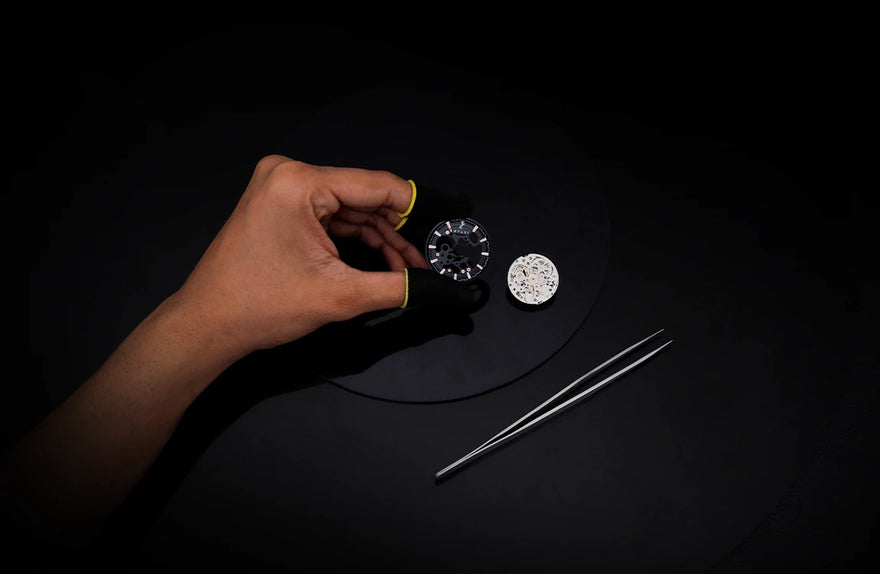 Core X rosegold steel dial alignment detail