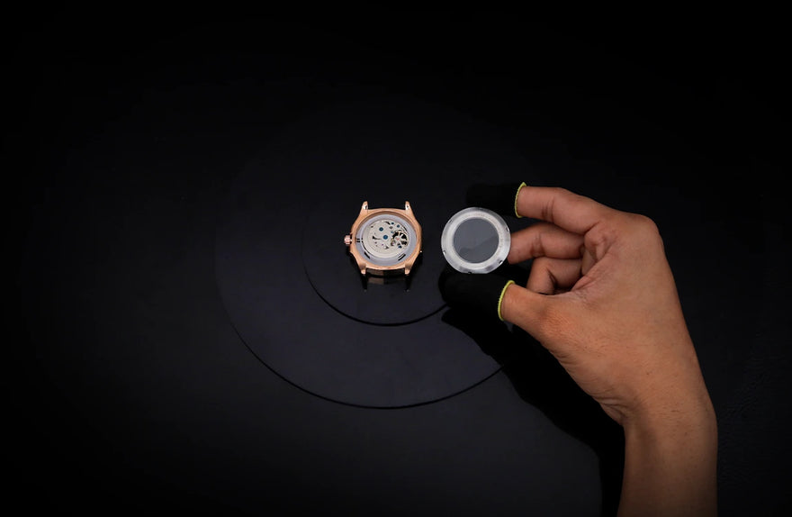 Core X rosegold steel movement assembly detail