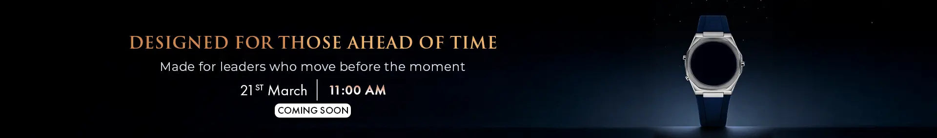 TimeShift hybrid watch banner highlighting analog digital display and smart features for men