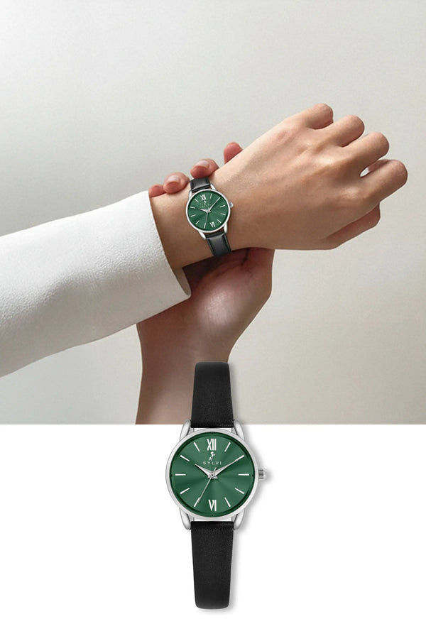 Dazzle Emerald Green Black Leather