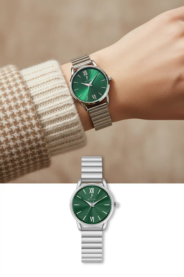 Dazzle Green Silver Link Chain