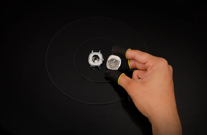 Ellore Pistara Silver watch caseback, showcasing sleek and durable design.