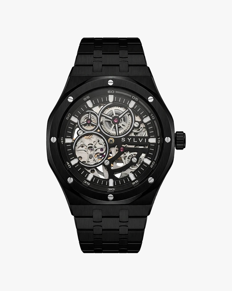 Sylvi Gravitas all black steel automatic watch main image
