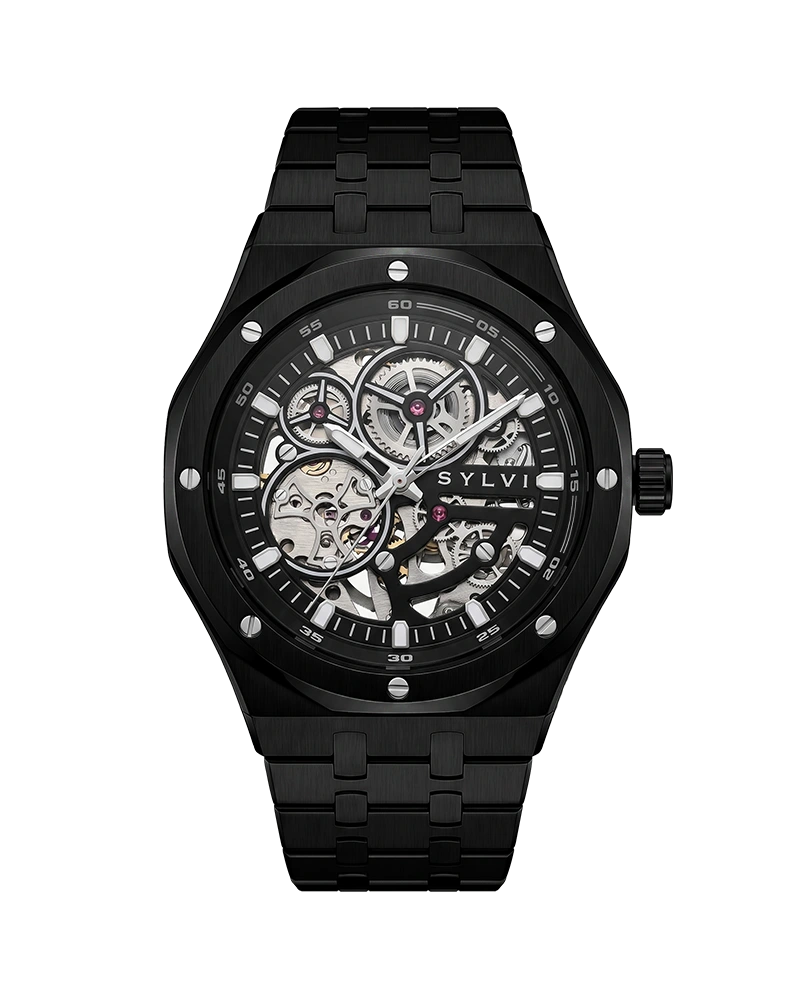 Sylvi Gravitas all black steel automatic luxury watch for men