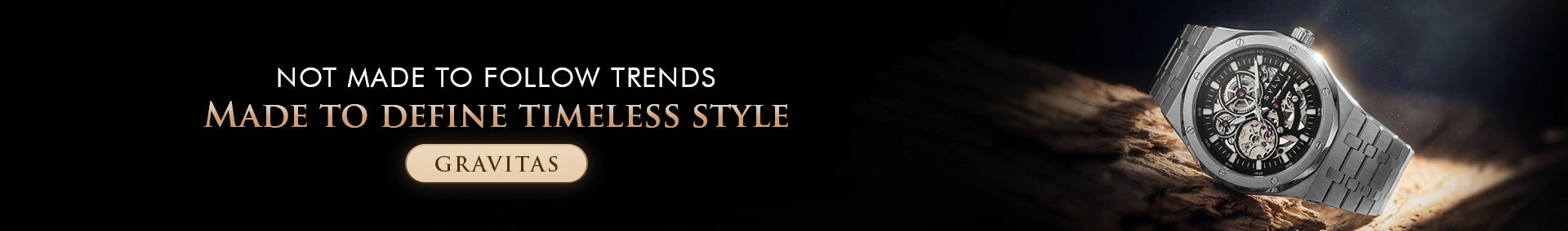 Sylvi Gravitas automatic watch premium promotional bar banner