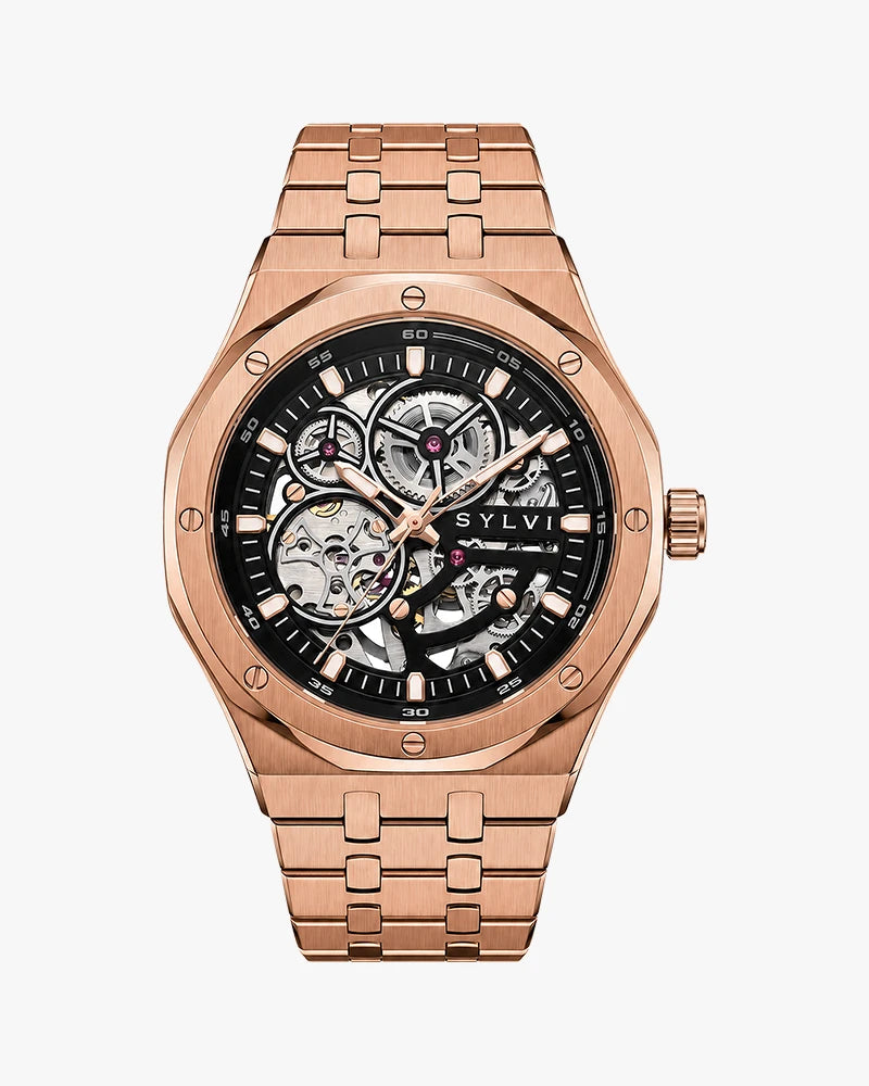 Sylvi Gravitas black rosegold steel automatic watch main image
