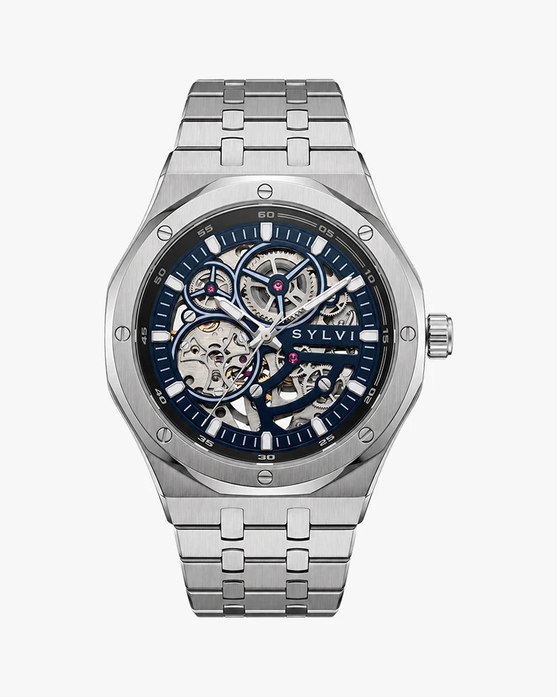 Sylvi Gravitas blue silver steel automatic watch main image