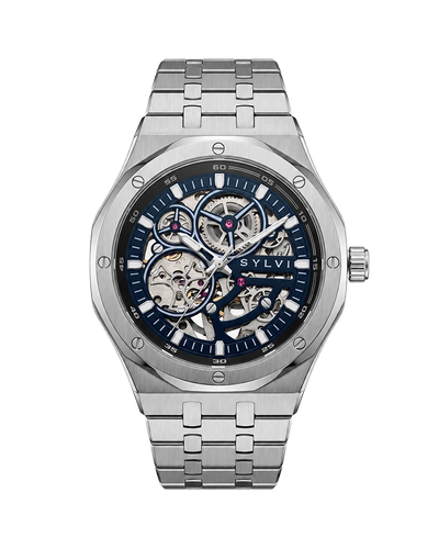 Sylvi Gravitas blue silver steel luxury automatic watch