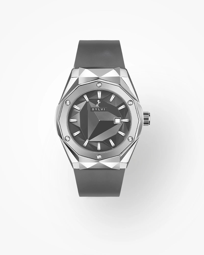 Elegant Sylvi Imperial Grey timepiece featuring a minimalist face
