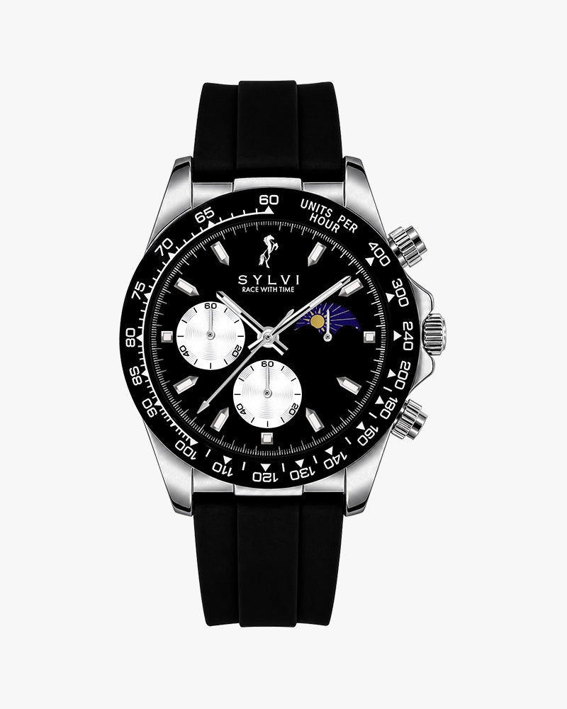Sylvi LunarDrive Black Black chronograph watch main product image