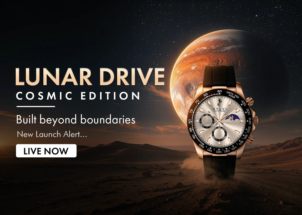 Sylvi LunarDrive special promotion banner featuring premium luxury watches