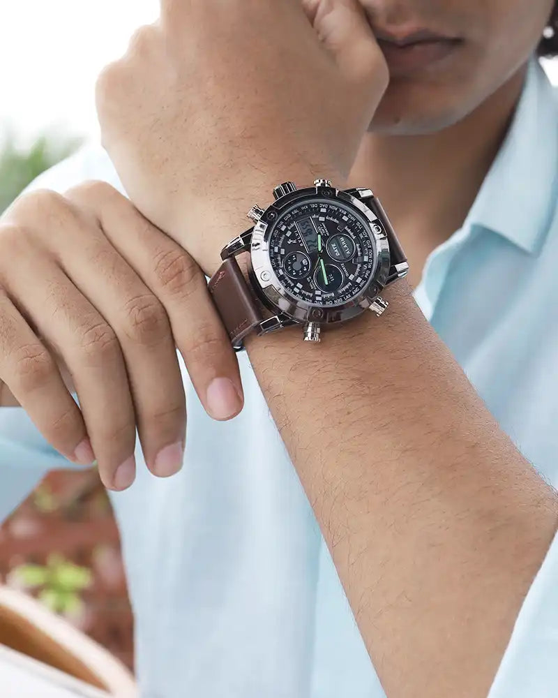 Sylvi Sale On Watches Sylvi Iconic Coffee Analog Digital Leather