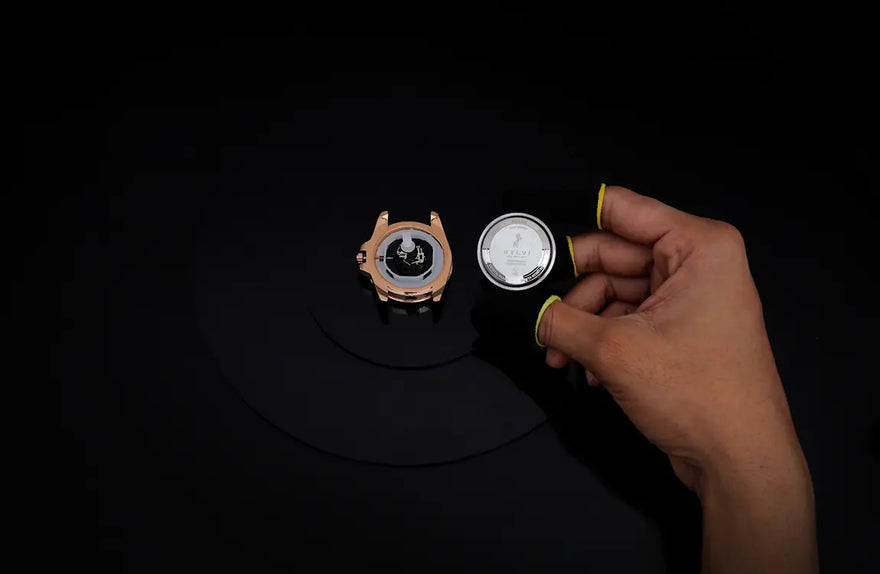 Ocean X black rosegold watch caseback assembly with durable construction and clean finish